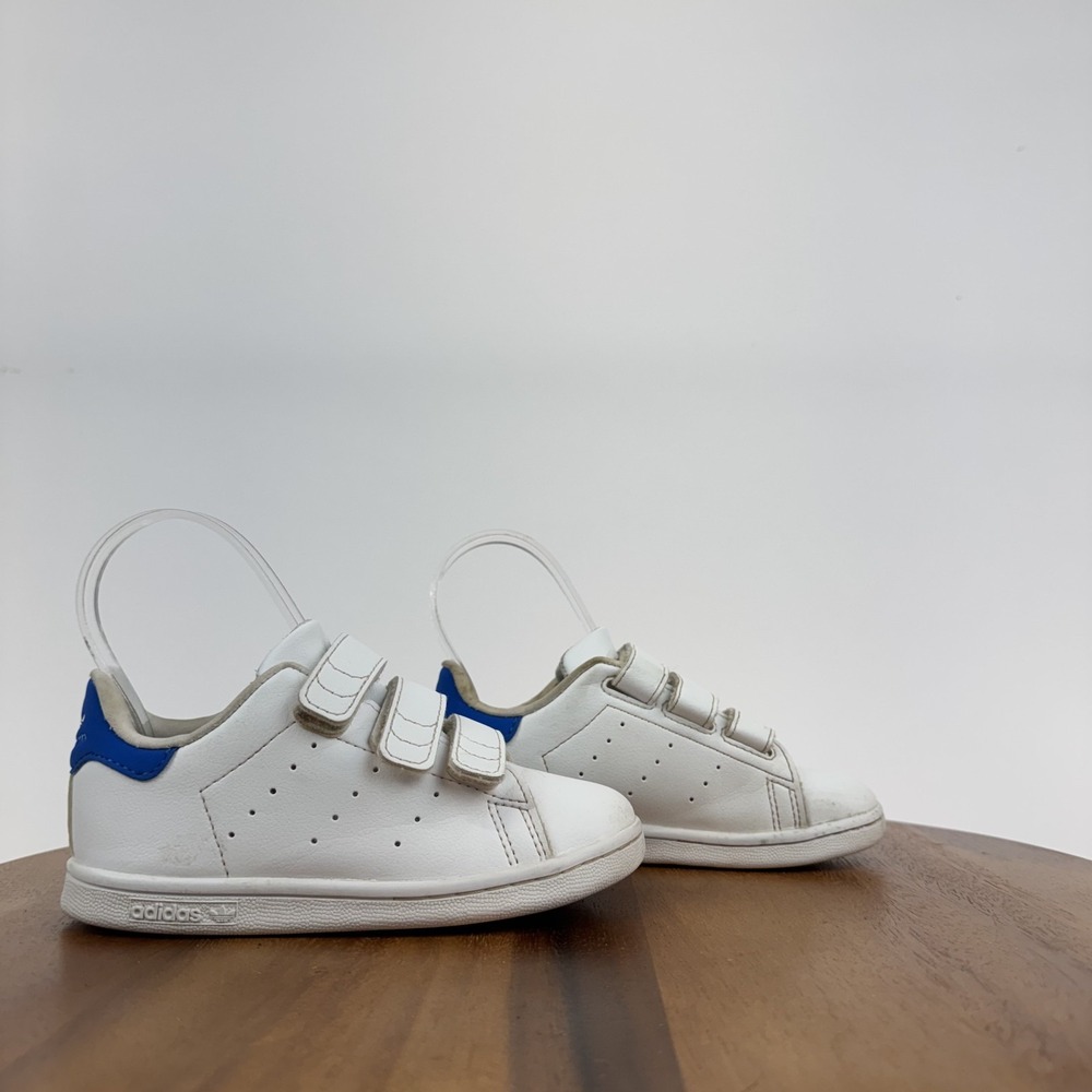Little Kids Adidas Stan Smith I White Blue Bird Leather Sneakers Size 10 C GUC